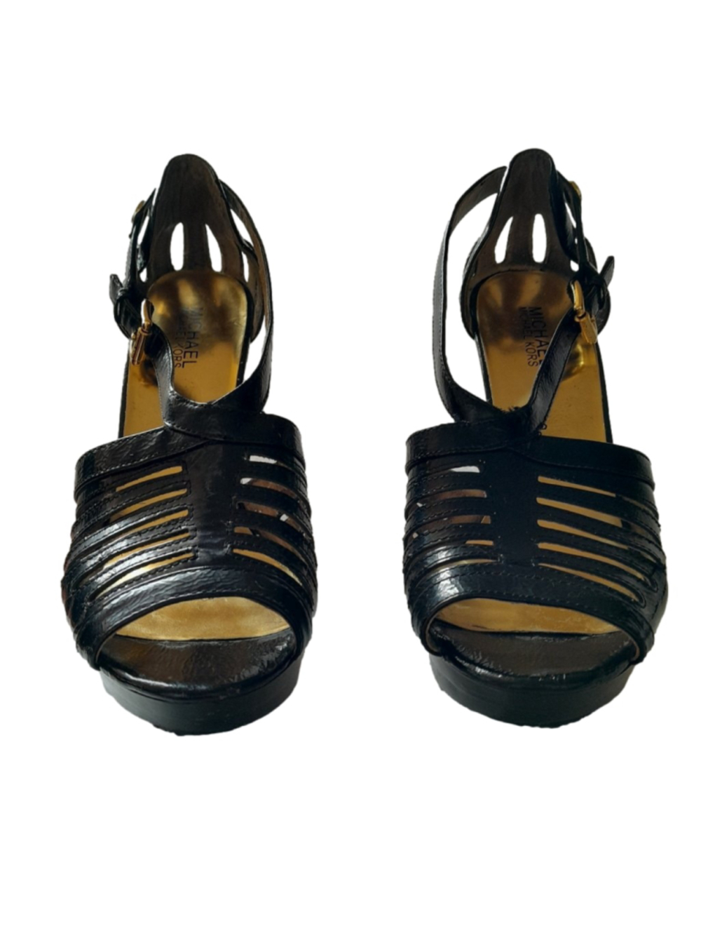 Women's Michael Kors Black and Gold Platform Heels